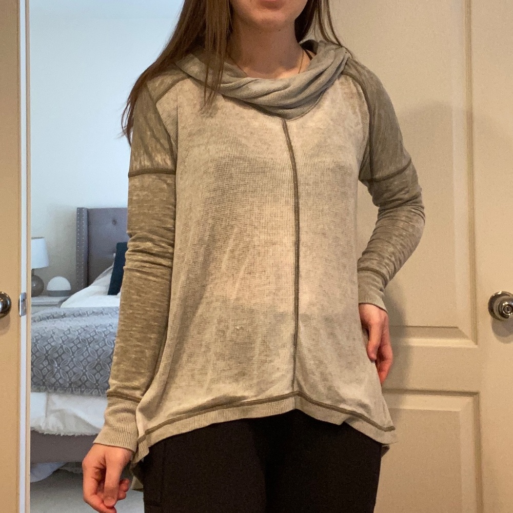 Lucky Brand Green Cowl Neck High-Low Sweater